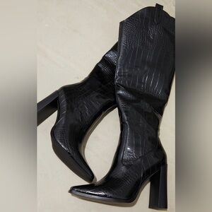 High heeled croc cowboy boots